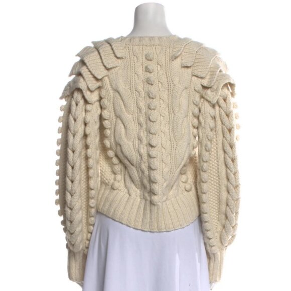 Ulla Johnson Verena Cable Knit Pullover Sweater in Ivory Medium Large - Picture 6 of 9